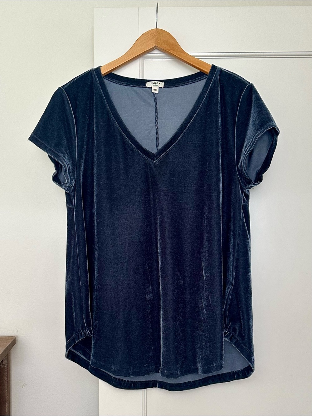 J. Jill Velvet V-Neck Short Sleeve Top - Saphire Blue
